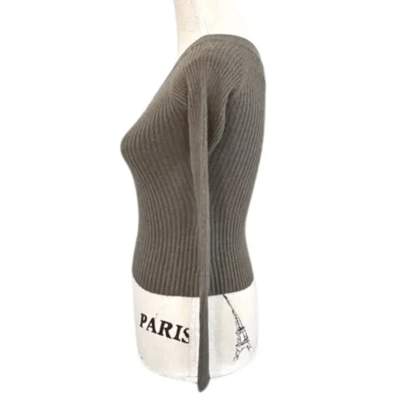 Rubber Doll Vintage Y2K Knit V-Neck Ribbed Sweater Olive Green Size Small - Picture 4 of 7